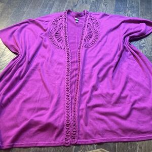 Chico's Shawl Wrap Cardigan Poncho Womens One Size Purple/pink Shade